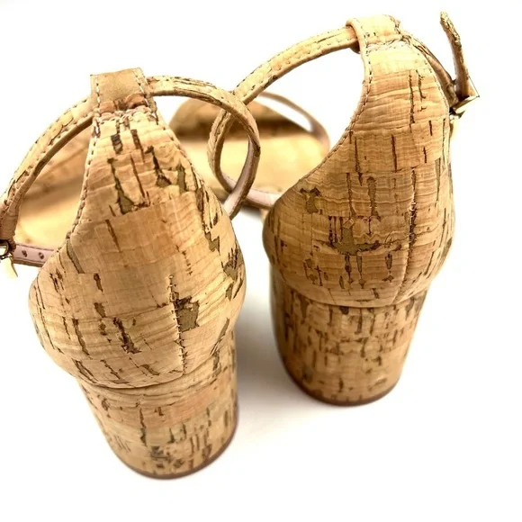 New Schutz Chimes Ankle Strap Block Heel Cork Sandals size 8.5 - Picture 6 of 8